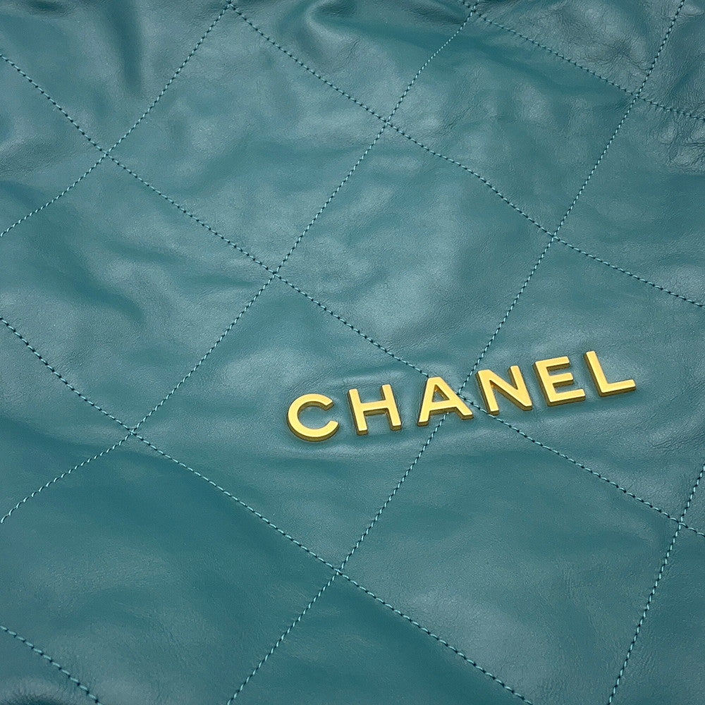 CHANEL CHANEL22 Backpack GreenAS3859 Shiny Calf Leather Size Small