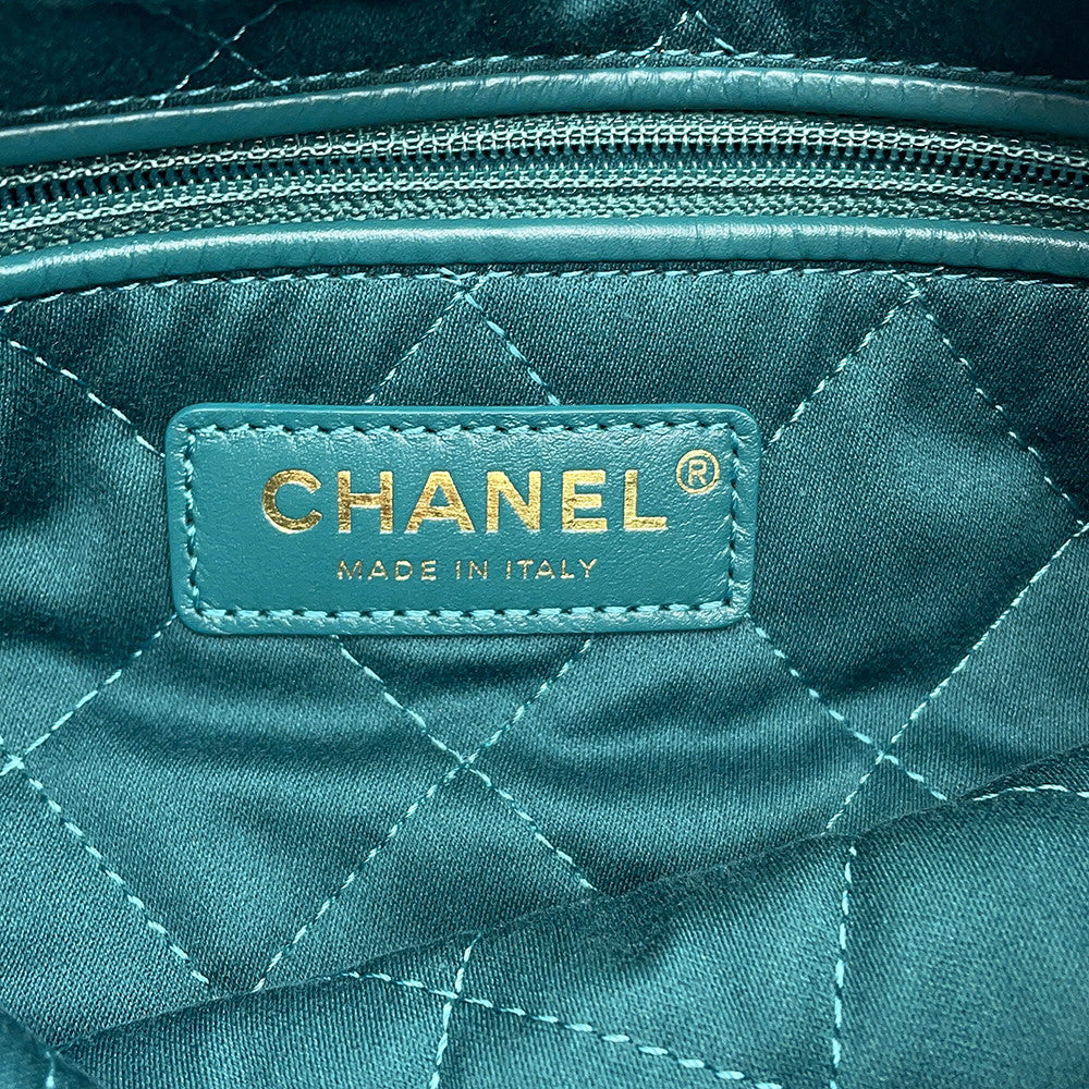 CHANEL CHANEL22 Backpack GreenAS3859 Shiny Calf Leather Size Small