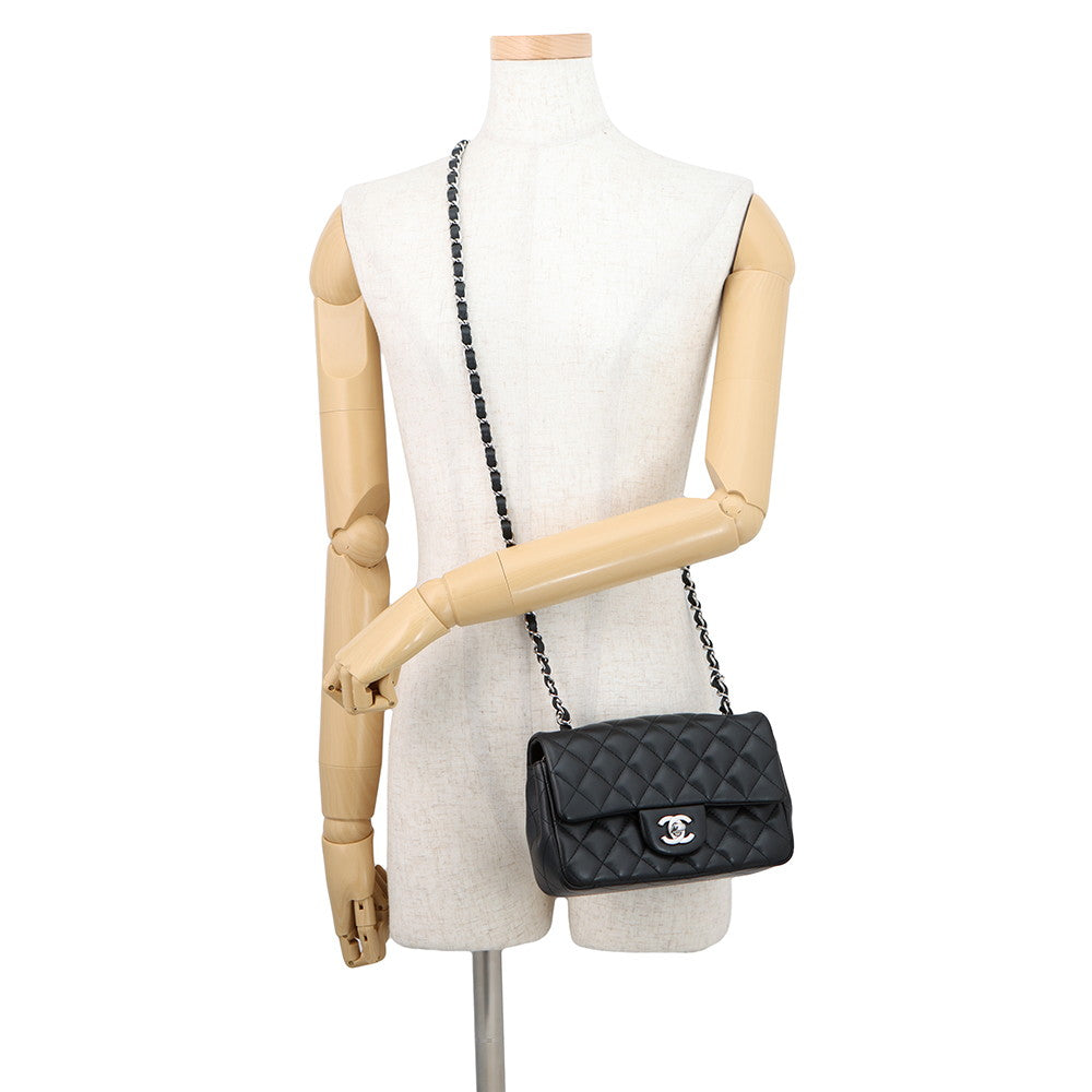 CHANEL Mini Matelasse ChainShoulder Bag BlackA69900 Lambskin Size 20