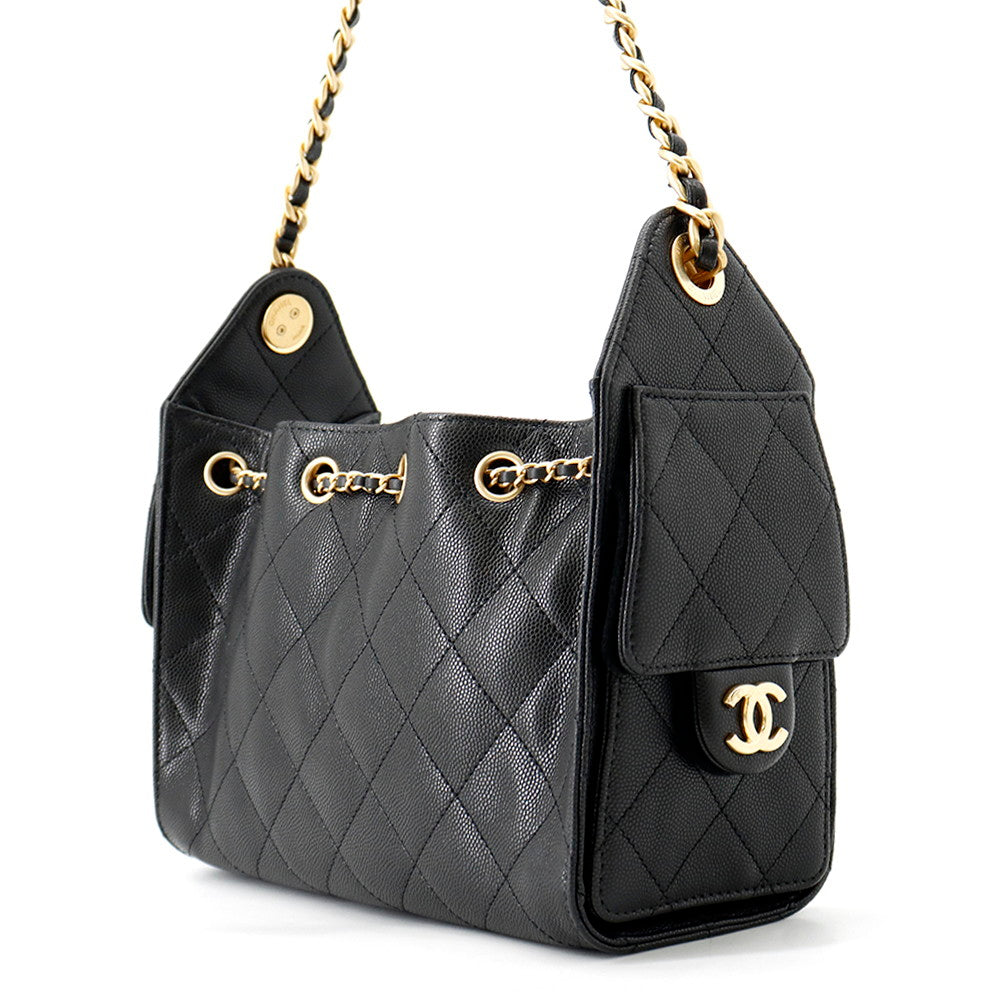 CHANEL CHANEL25 ChainShoulder Bag BlackAS5631 Caviar Leather Size Mini