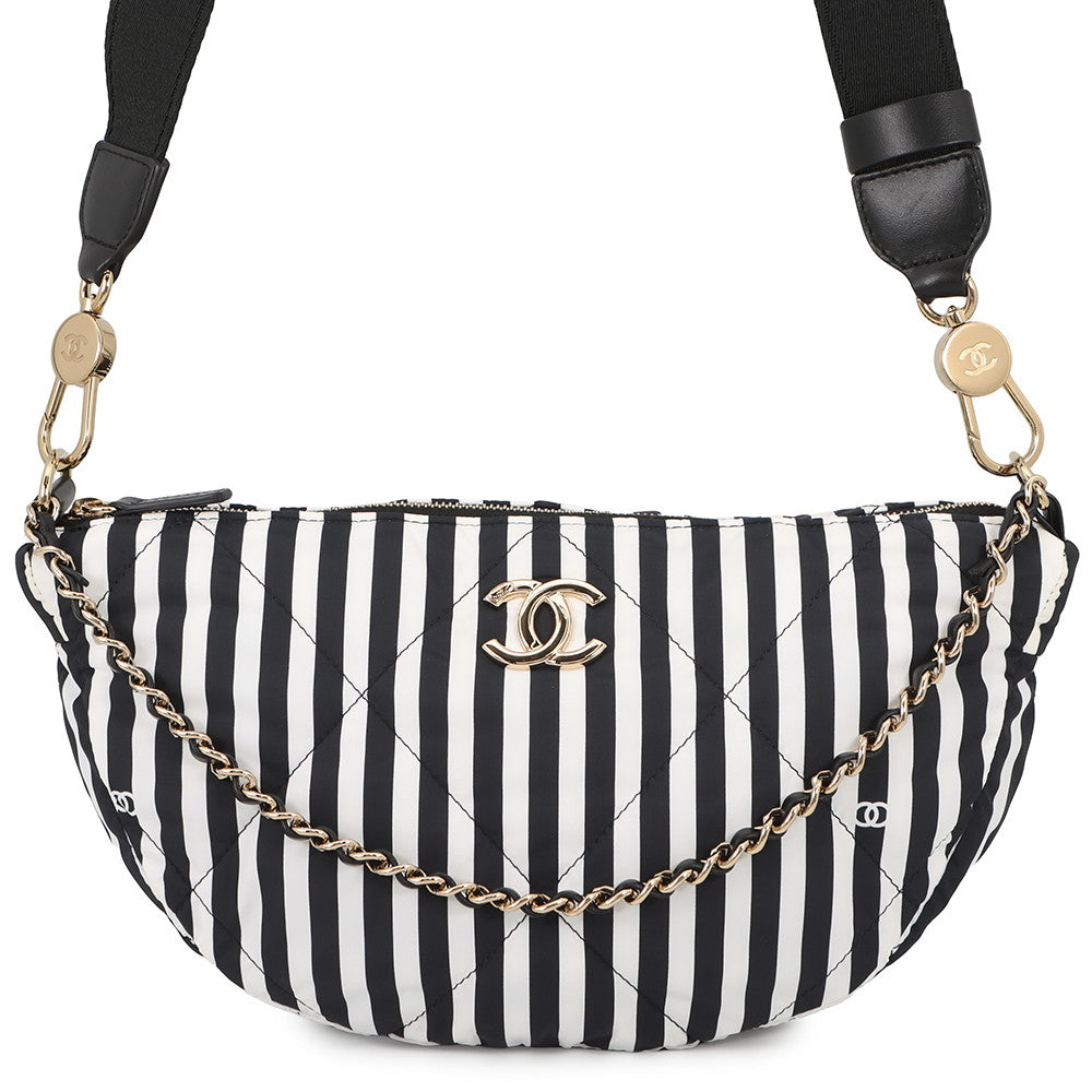 CHANEL Large Hobo 2-Way Bag Black/WhiteAS4698 Nylon Size Large