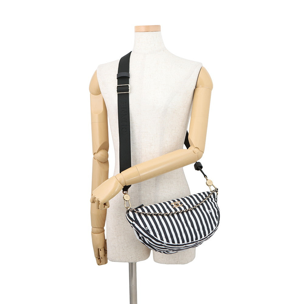 CHANEL Large Hobo 2-Way Bag Black/WhiteAS4698 Nylon Size Large