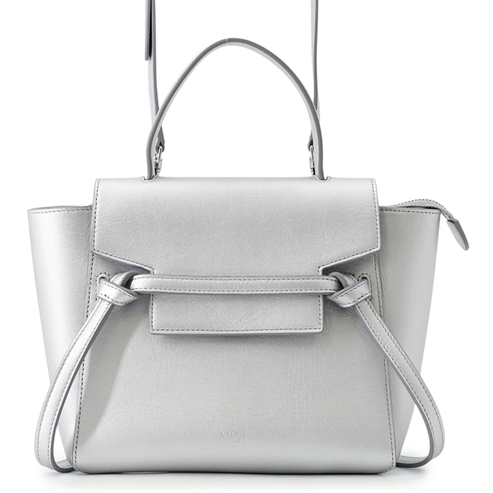 CELINE Belt bag (2-way bag) Silver189003 Leather Size Nano