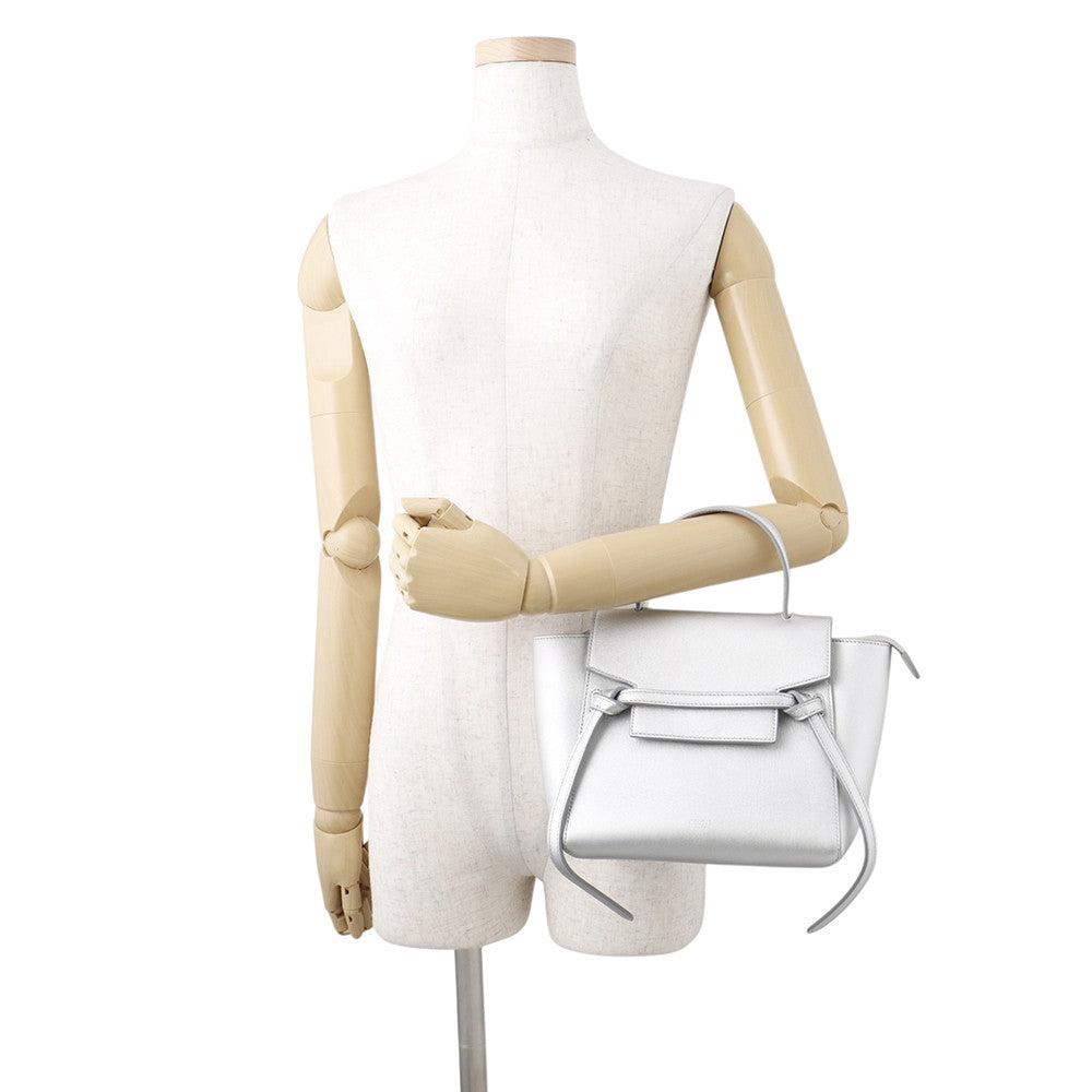 CELINE Belt bag (2-way bag) Silver189003 Leather Size Nano