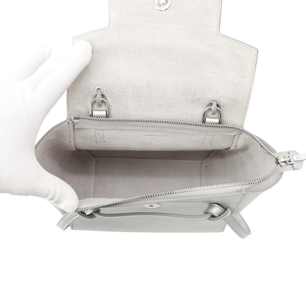 CELINE Belt bag (2-way bag) Silver189003 Leather Size Nano